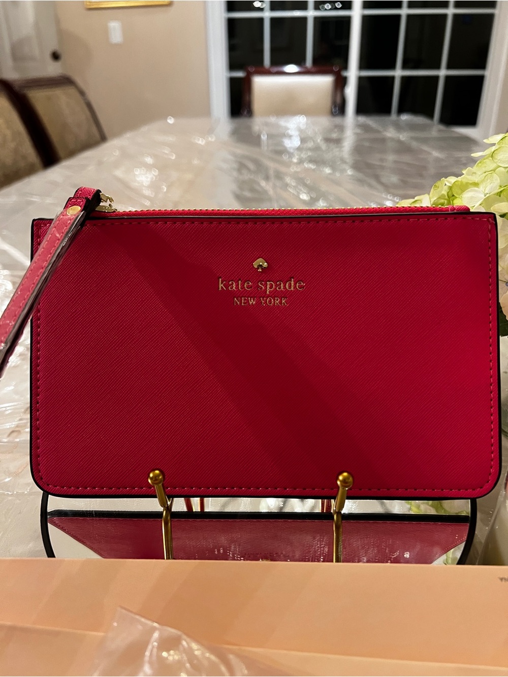 Kate Spade New York Pink Saffiano Wristlet Clutch NWT $88 MSRP Gift Packaging